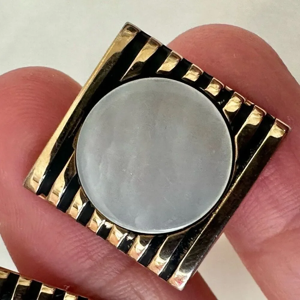 Swank gold tone and abalone square vintage cufflinks